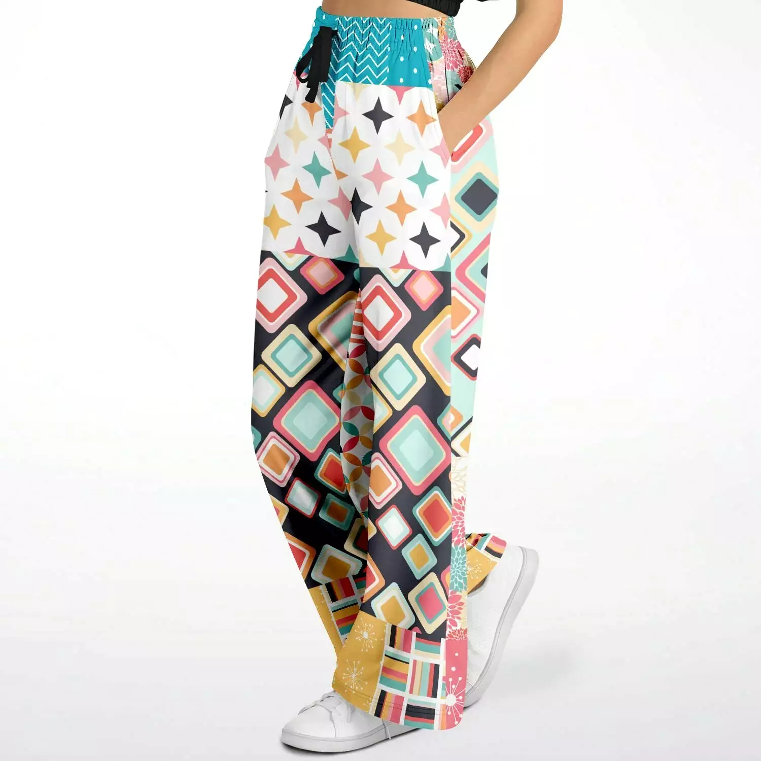 Old Miami Geometric Trefoil Eco-Poly Stretchy Phat Bellbottoms