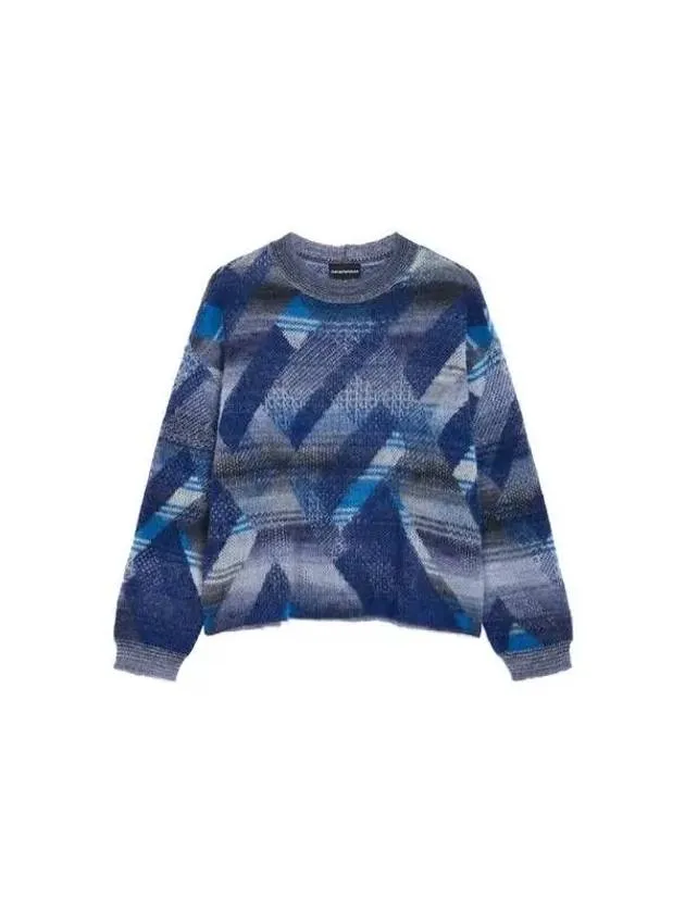 Overseas Station Season Big Chance 8 18 Women s Alpaca Hair Patterned Sweater Blue 270457