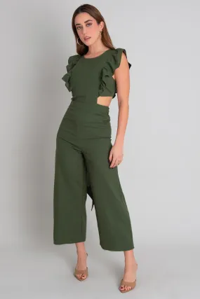 Palazzo culotte con olanes cut out cintura