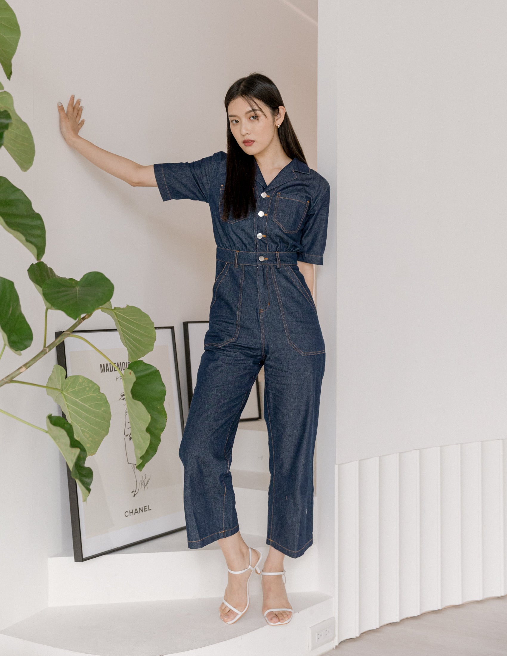 Parker Denim Jumpsuit in Dark Wash