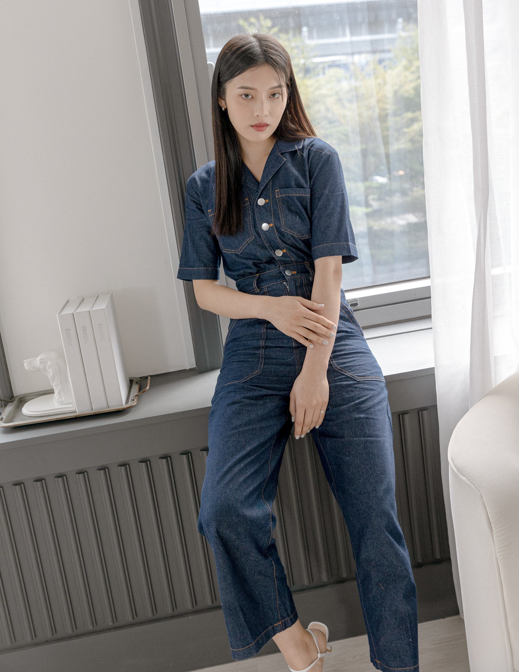 Parker Denim Jumpsuit in Dark Wash