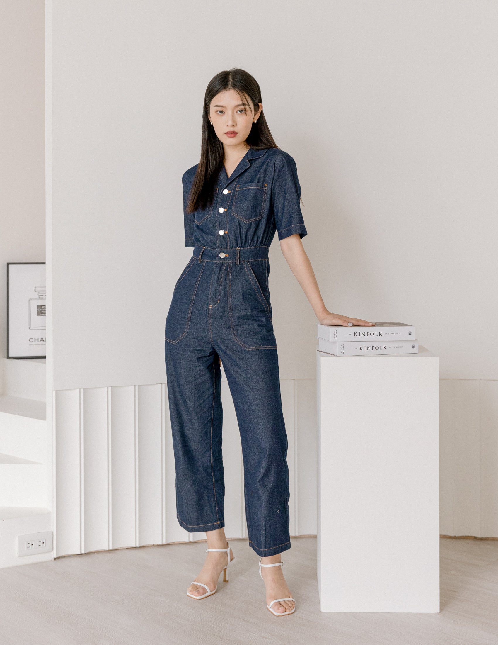 Parker Denim Jumpsuit in Dark Wash