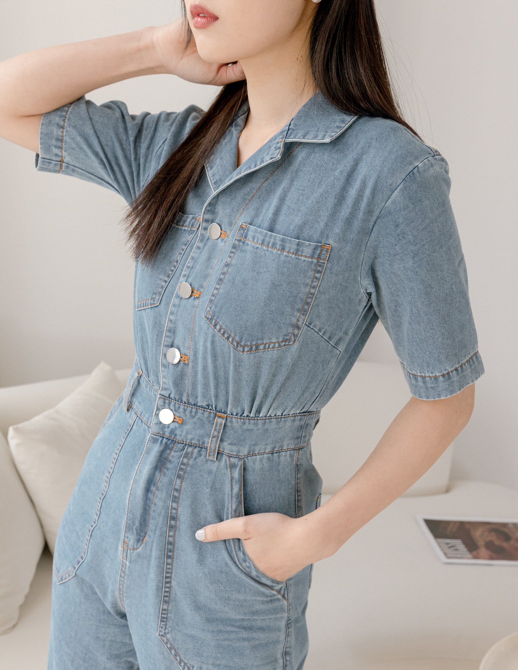 Parker Denim Jumpsuit in Light Wash