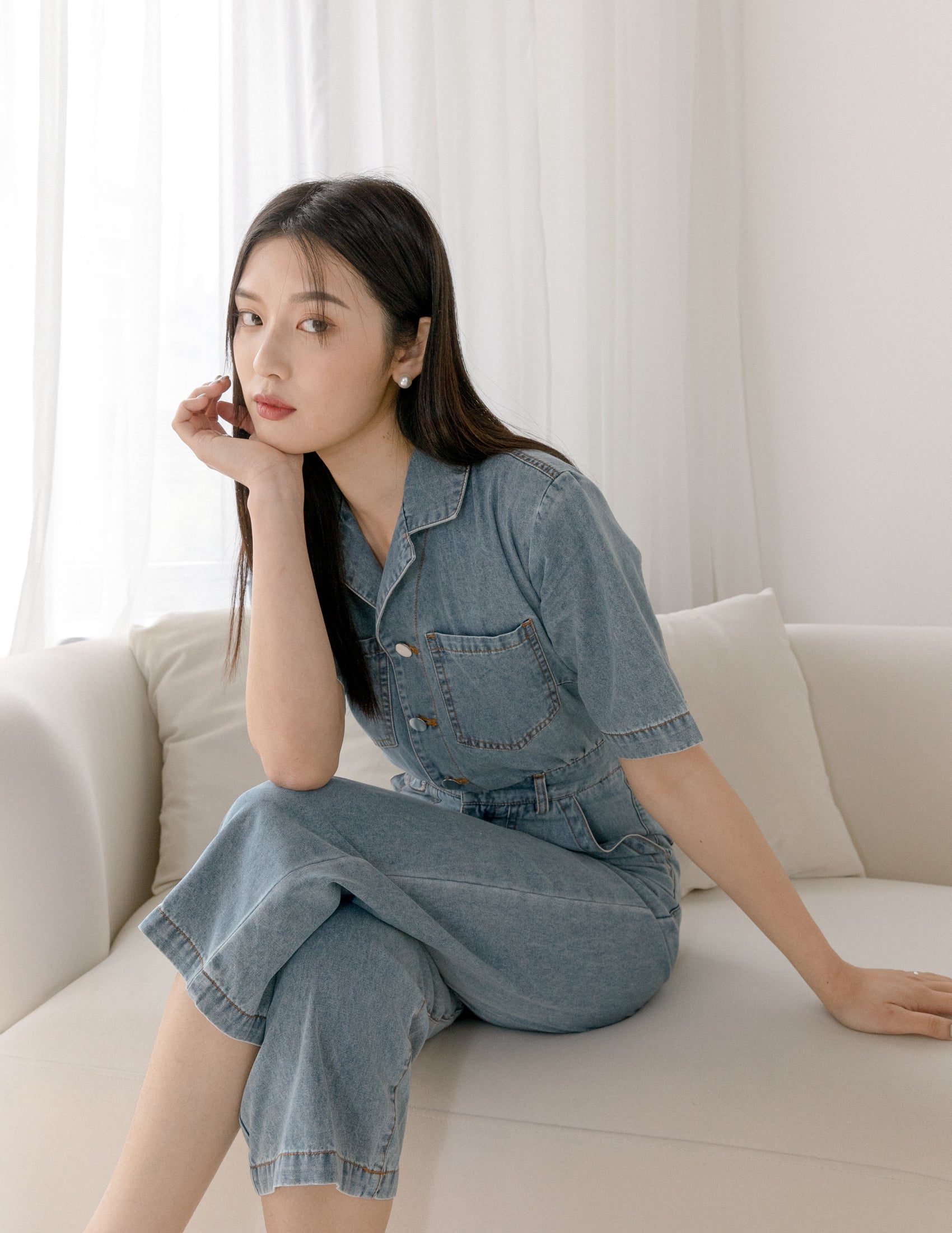 Parker Denim Jumpsuit in Light Wash