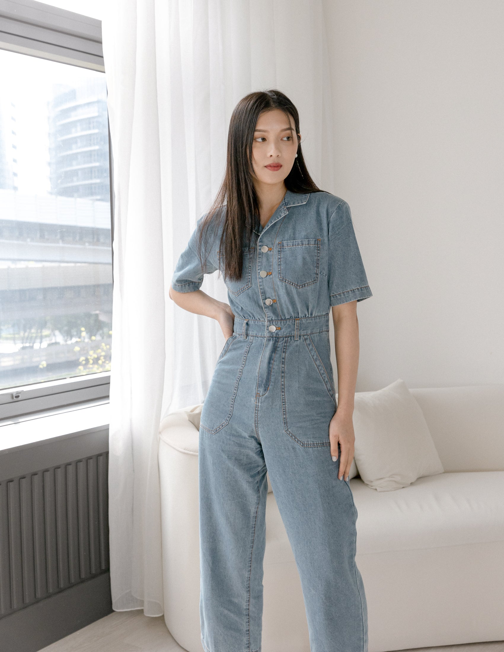 Parker Denim Jumpsuit in Light Wash