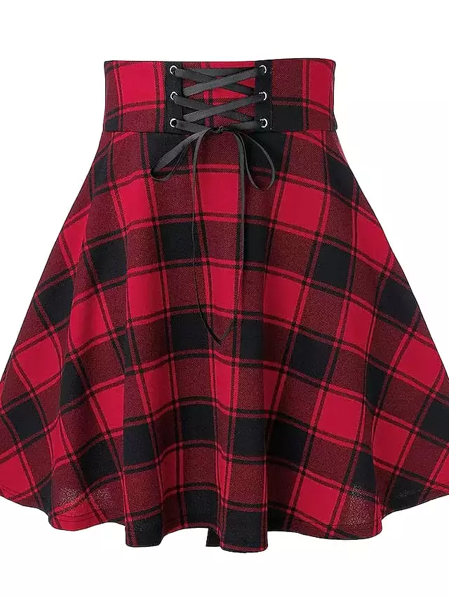 Plaid Mini Skirt for Women in Black, White, Red, and Green - Spring & Summer Casual Party Halloween S M L