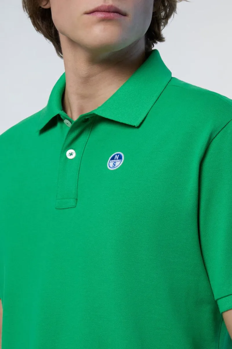 Polo con patch logo uomo Verde