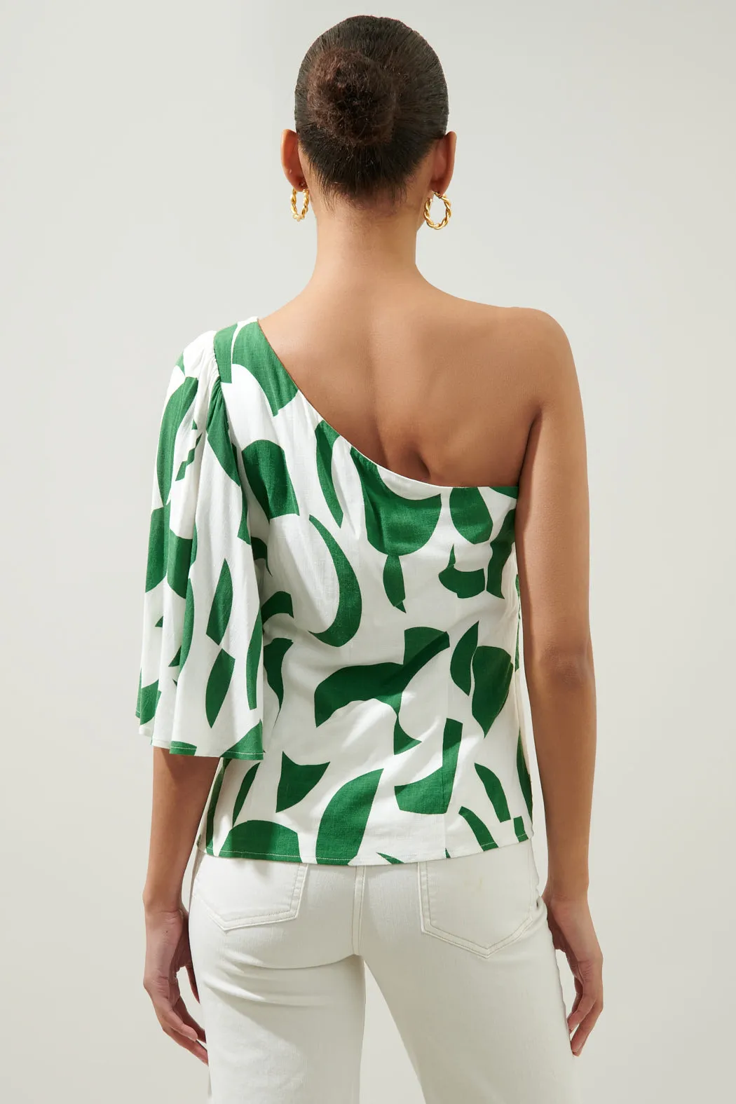 Posh Geometric Carmella One Shoulder Blouse