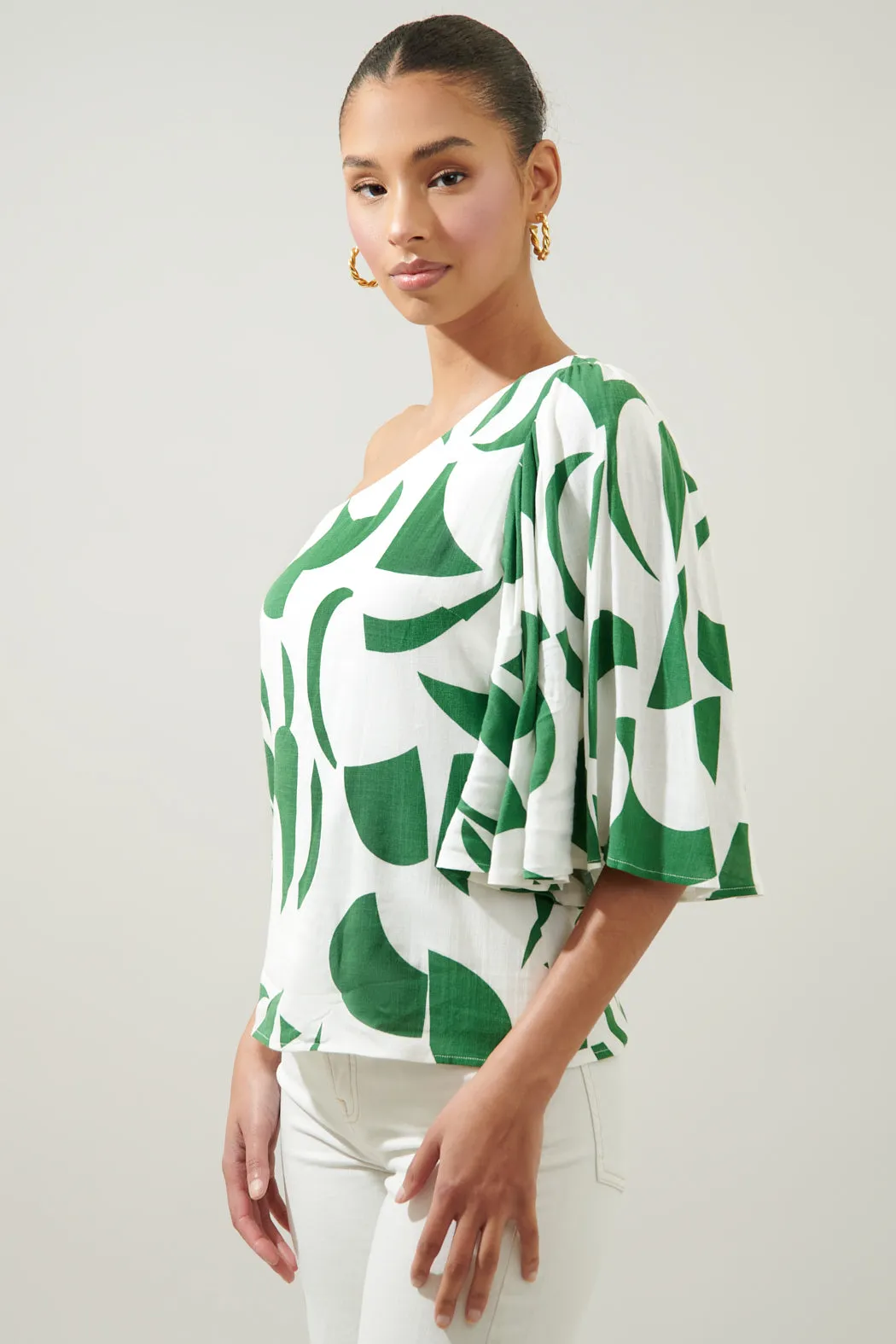 Posh Geometric Carmella One Shoulder Blouse