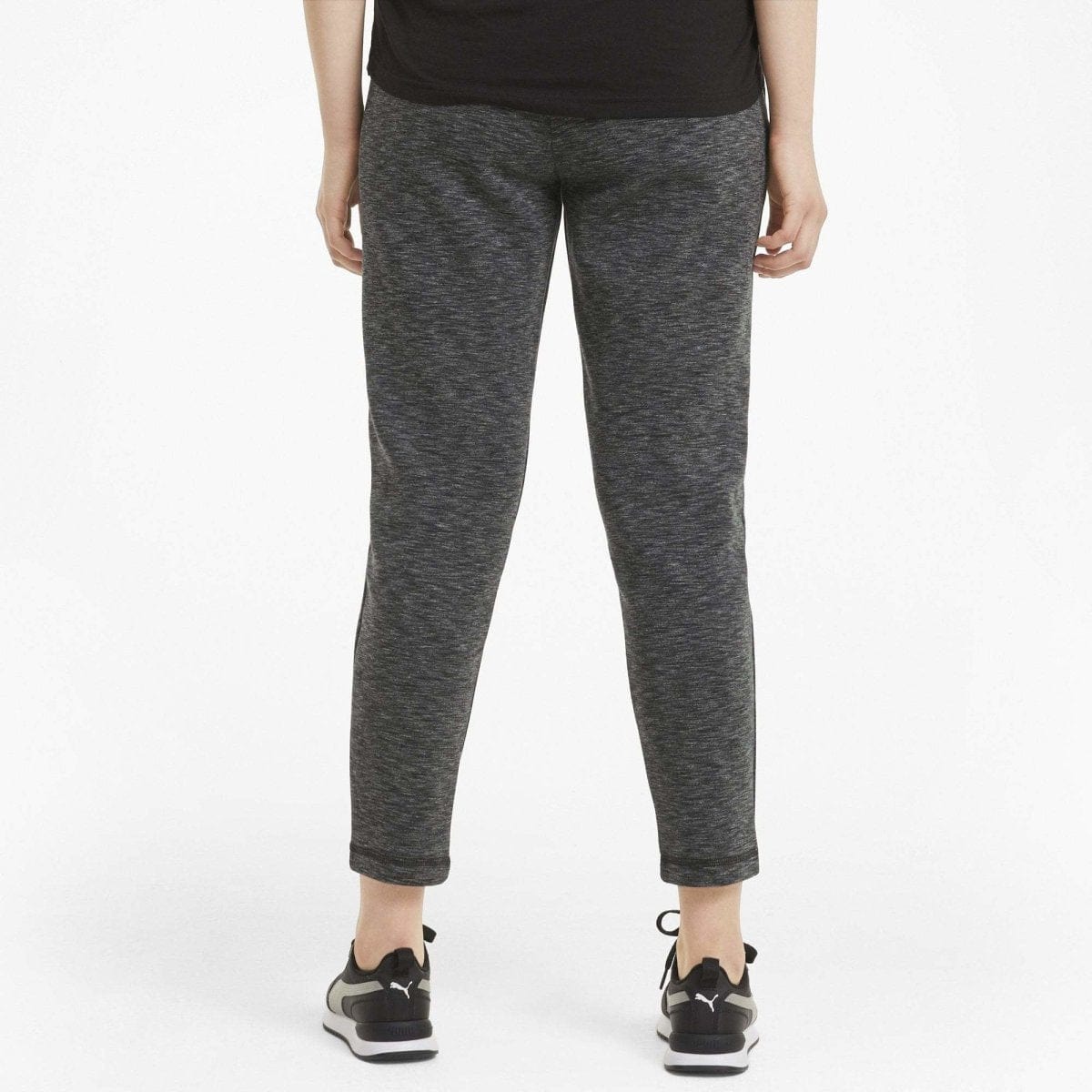 PUMA WOMEN'S EVOSTRIPE BLACK HEATHER TRACKPANTS