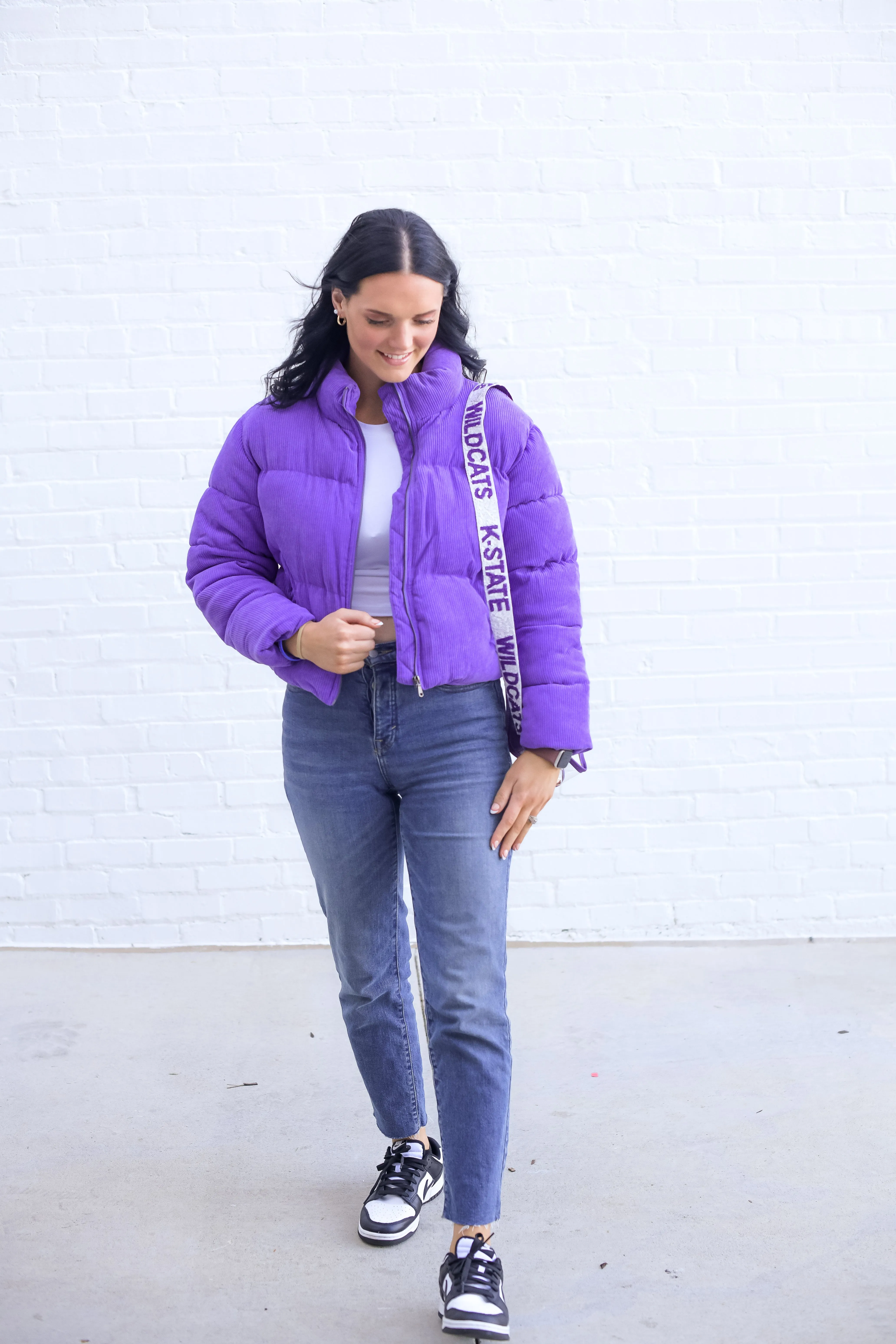 Purple Corduroy Puffer Jacket