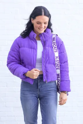 Purple Corduroy Puffer Jacket