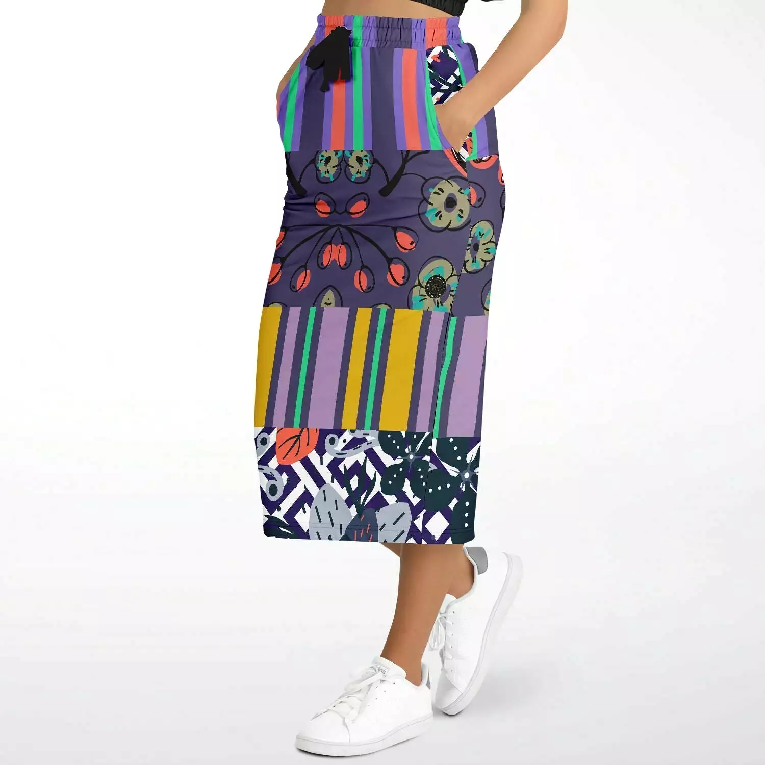 Purple Flurry Eco-Poly Long Pocket Skirt