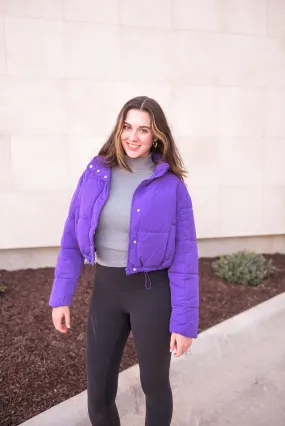 Purple Puffer Jacket W/ Snap Clousure