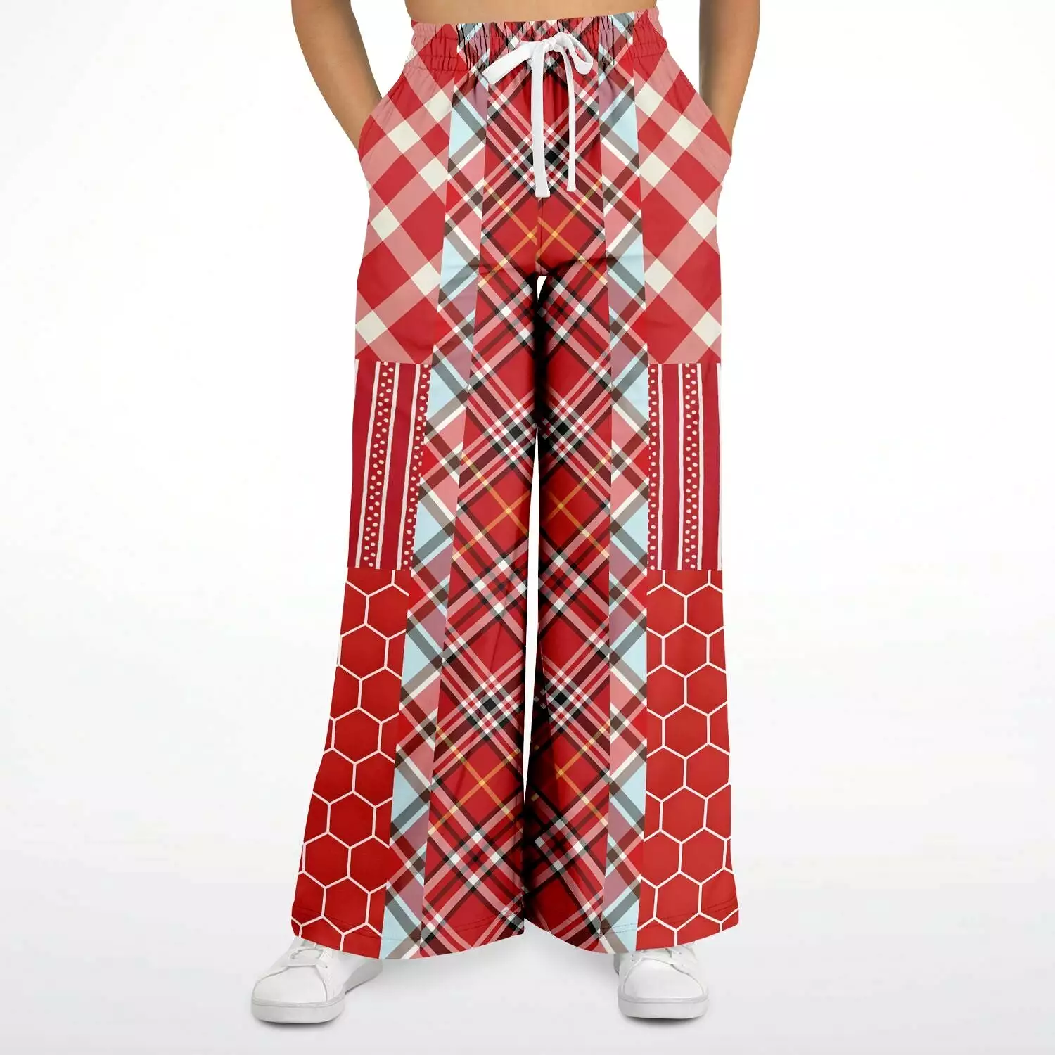 Red Tide Plaid Eco-Poly Stretchy Phat Bellbottoms