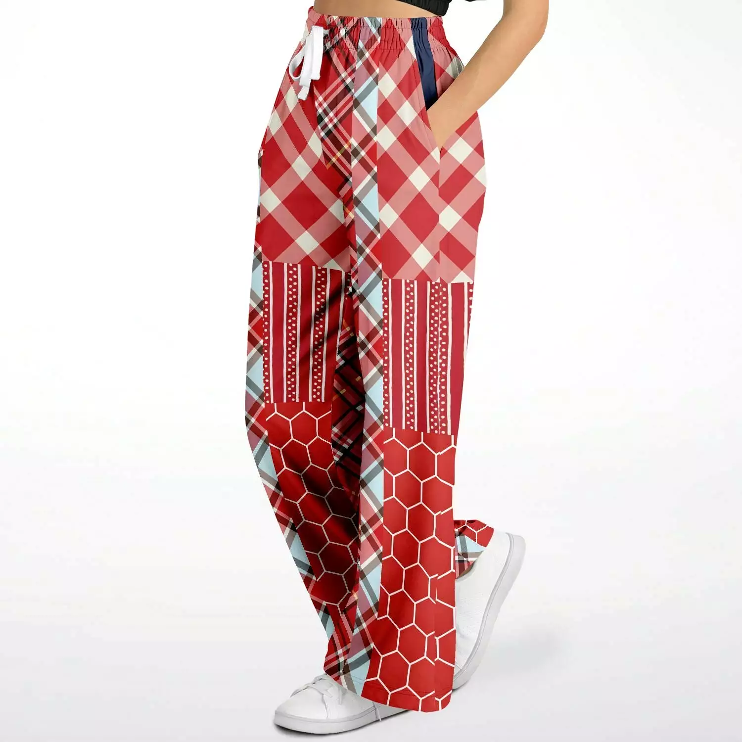 Red Tide Plaid Eco-Poly Stretchy Phat Bellbottoms