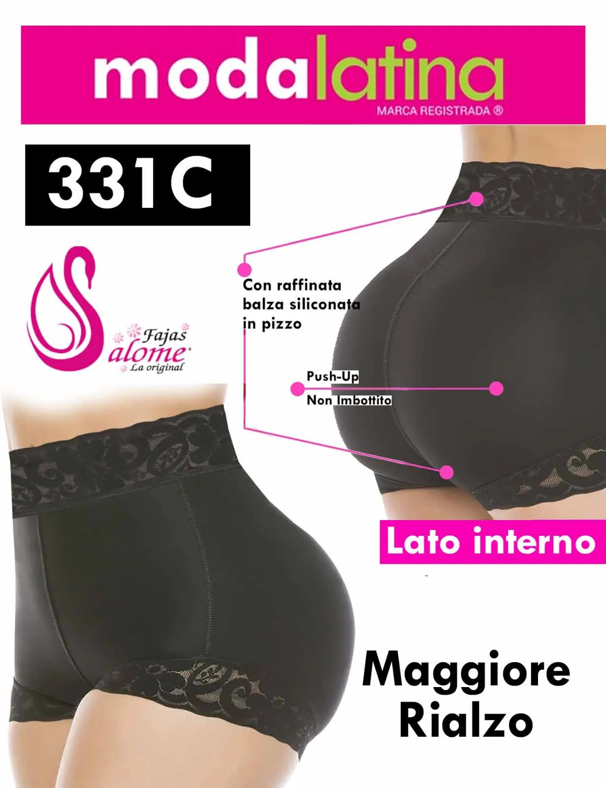 Rif. 331c NERO- Culotte push-up modellante (Push-Up, Non Imbottito)