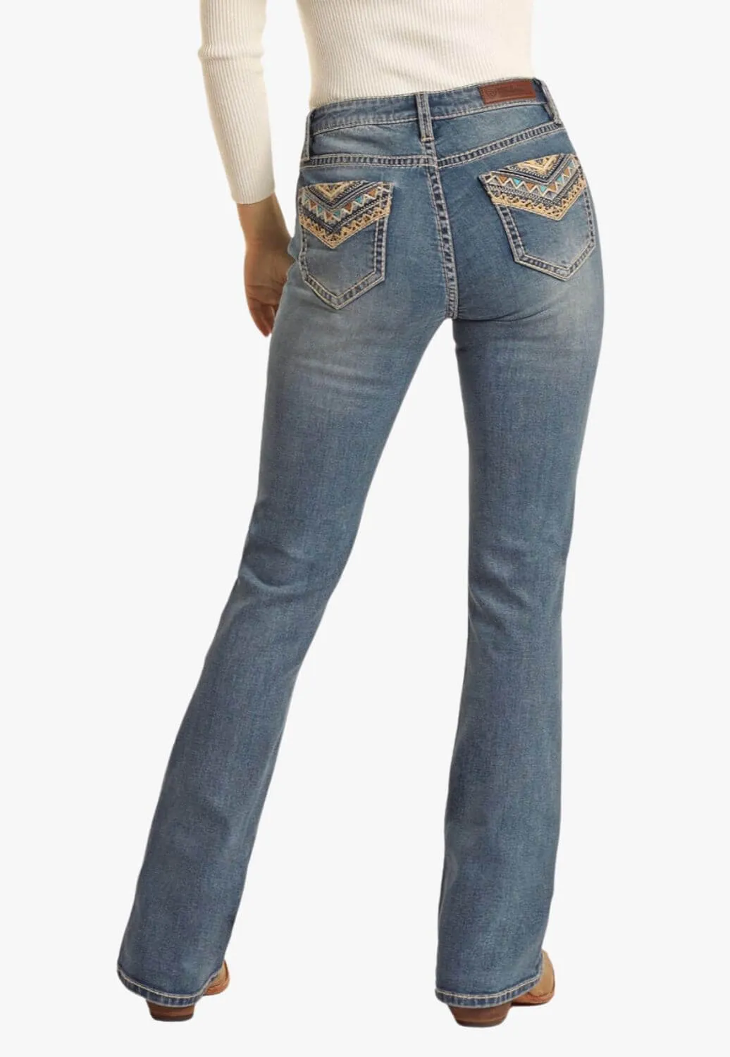 Rock and Roll Womens High Rise Cheetah Print Bootcut Jean