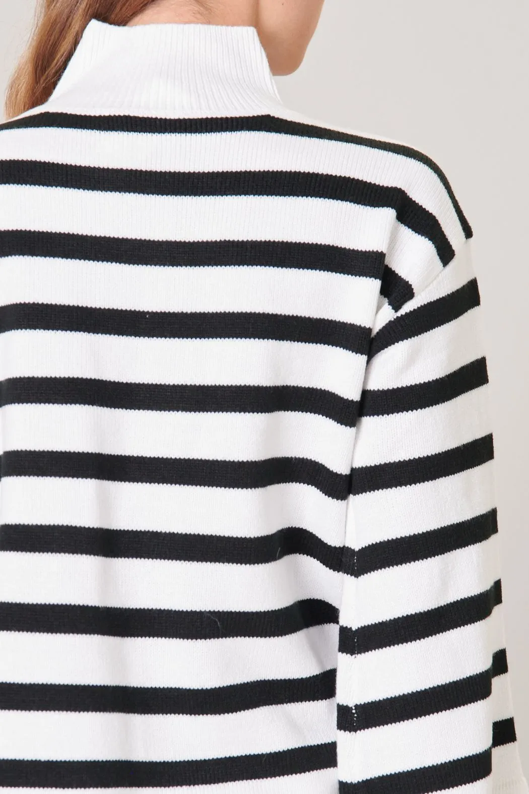 Slayder Striped Turtleneck Wide Sleeve Sweater