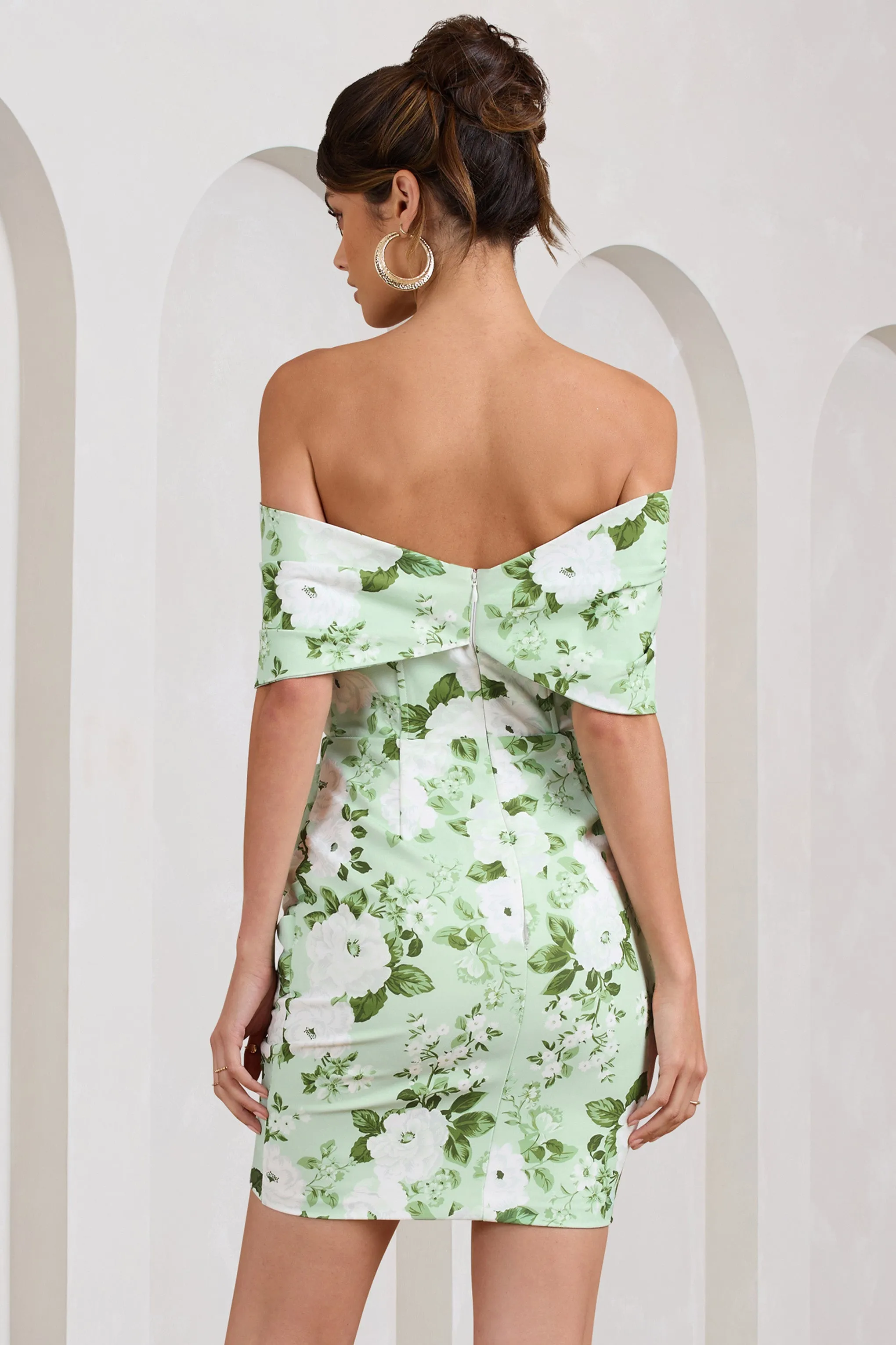 Snowdrop | White & Green Floral Print Wrap Mini Dress