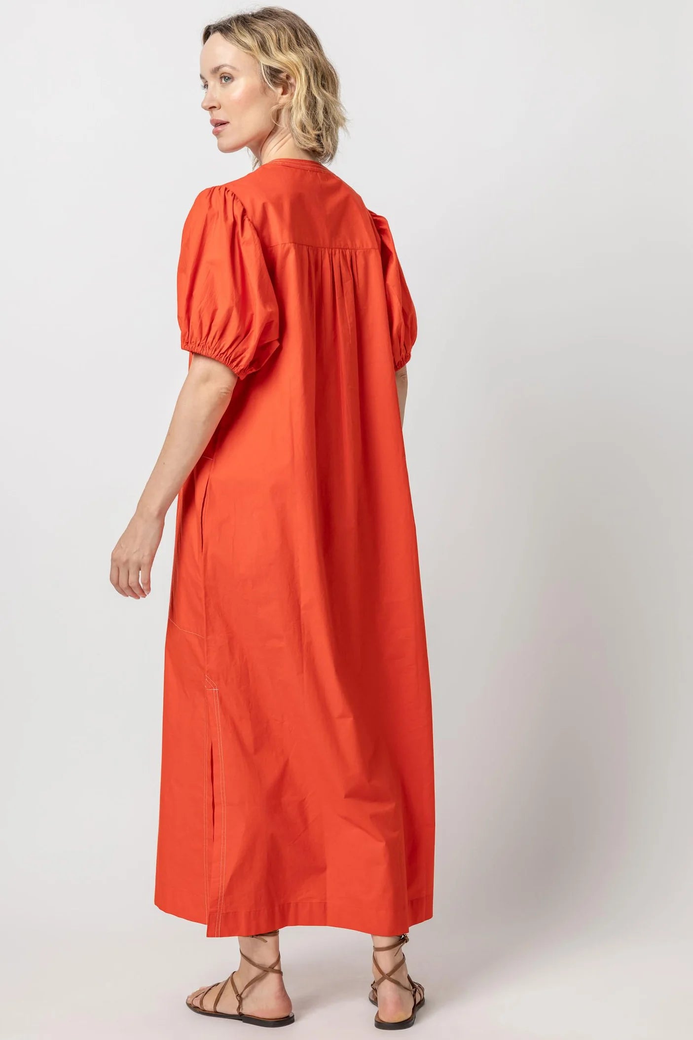 Split Neck Full Sleeve Maxi Dress