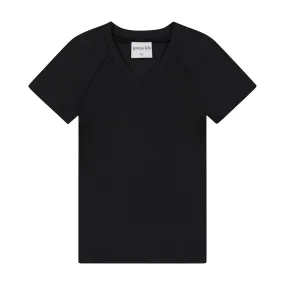 V NECK TEE-Black