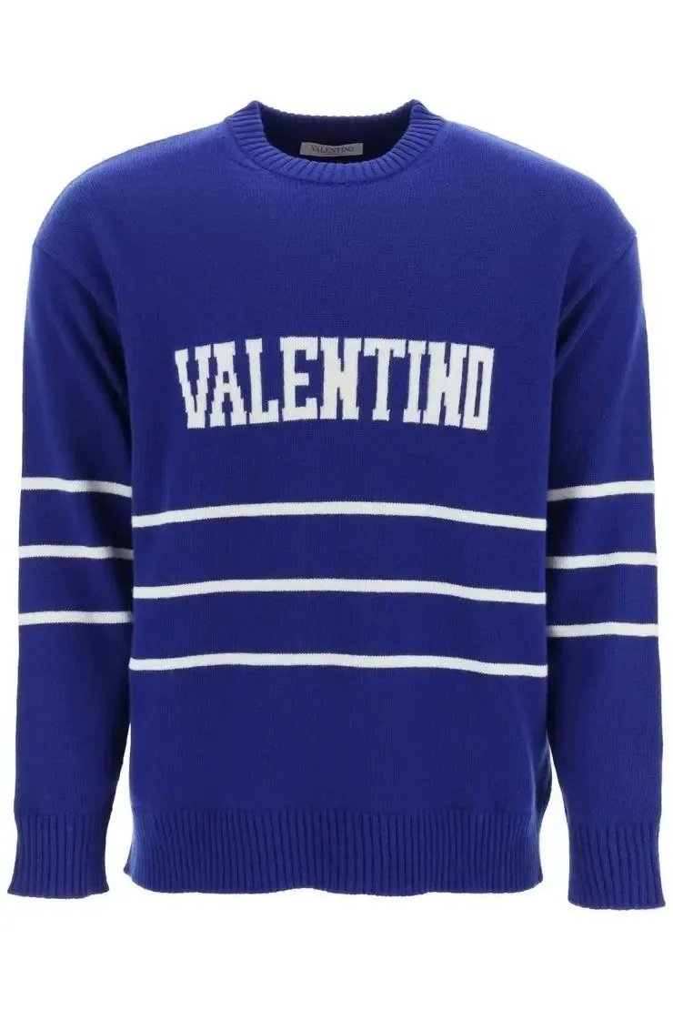 VALENTINO  |Crew Neck Stripes Unisex Wool Street Style Long Sleeves