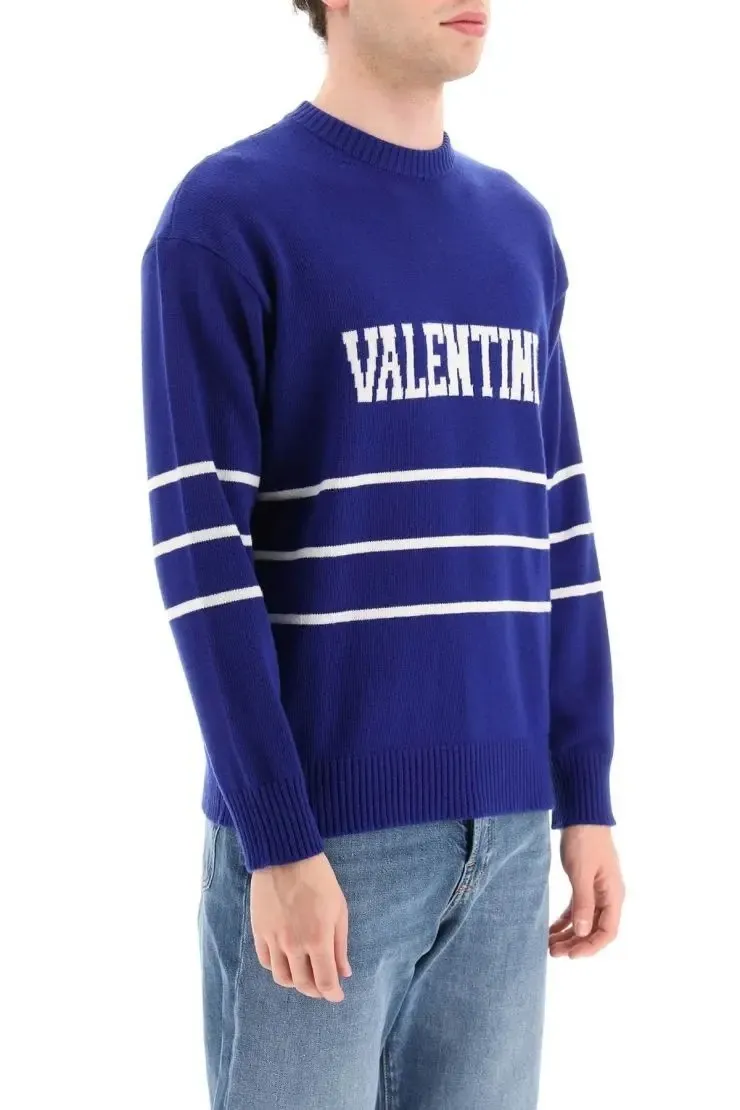 VALENTINO  |Crew Neck Stripes Unisex Wool Street Style Long Sleeves