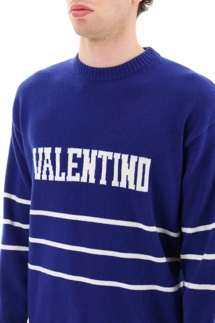 VALENTINO  |Crew Neck Stripes Unisex Wool Street Style Long Sleeves