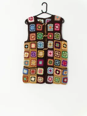 Vintage crochet waistcoat vest with stunning colours – Small / Medium