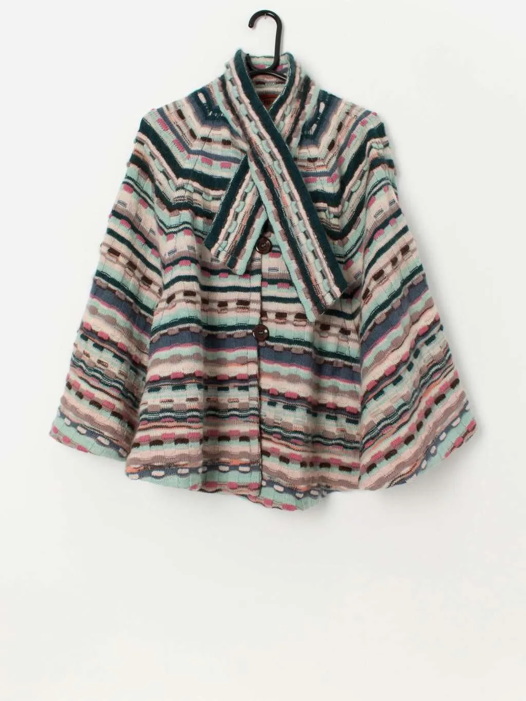 Vintage Missoni multicoloured 3D knit cape poncho – One size