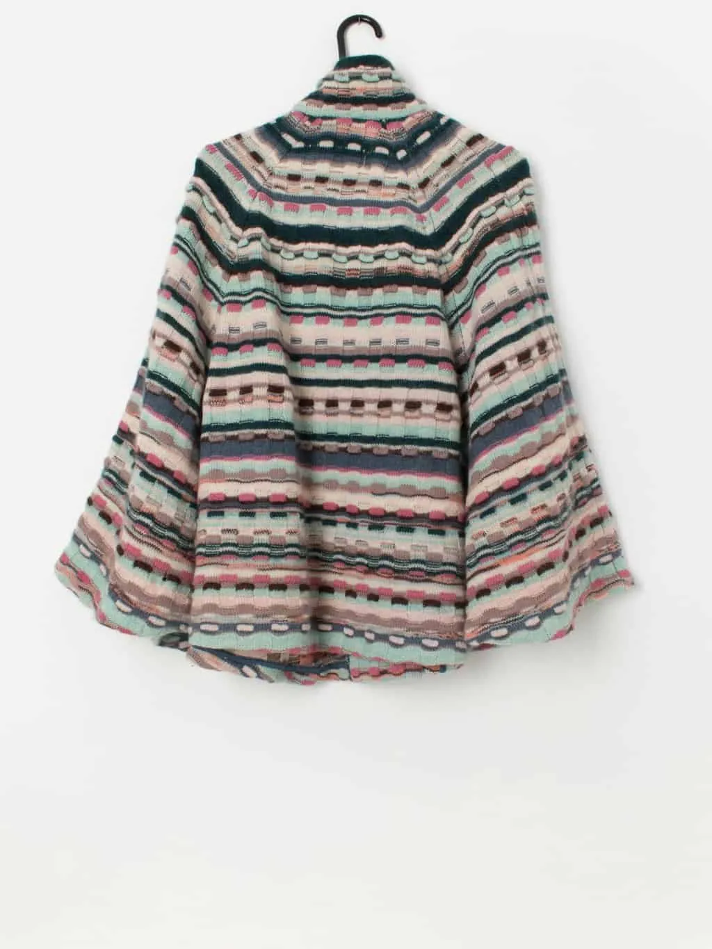 Vintage Missoni multicoloured 3D knit cape poncho – One size