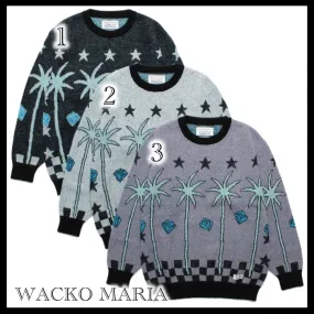 WACKO MARIA  |Crew Neck Wool Nylon Street Style Long Sleeves Logo Sweaters