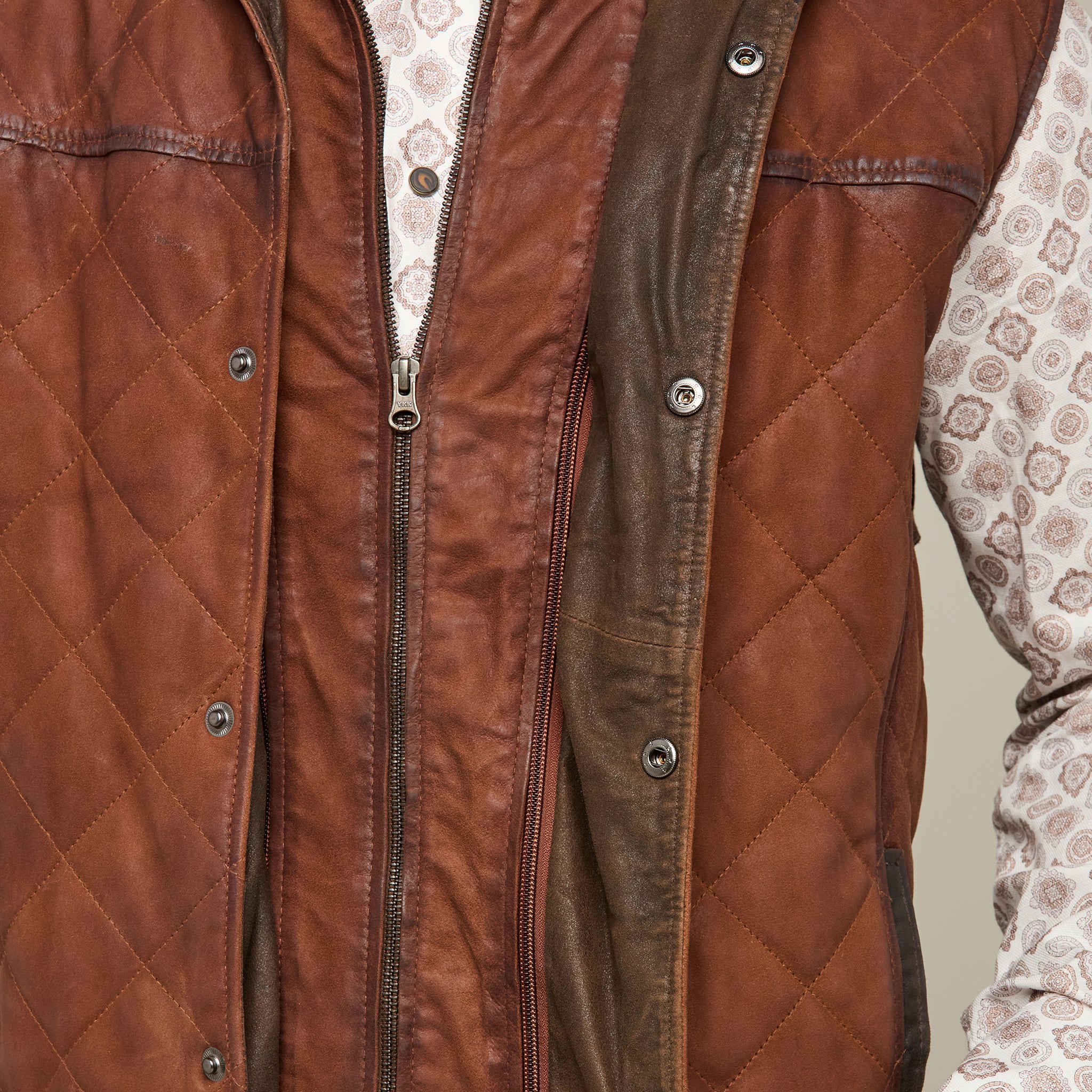 Waxed Suede Vest :: Bourbon