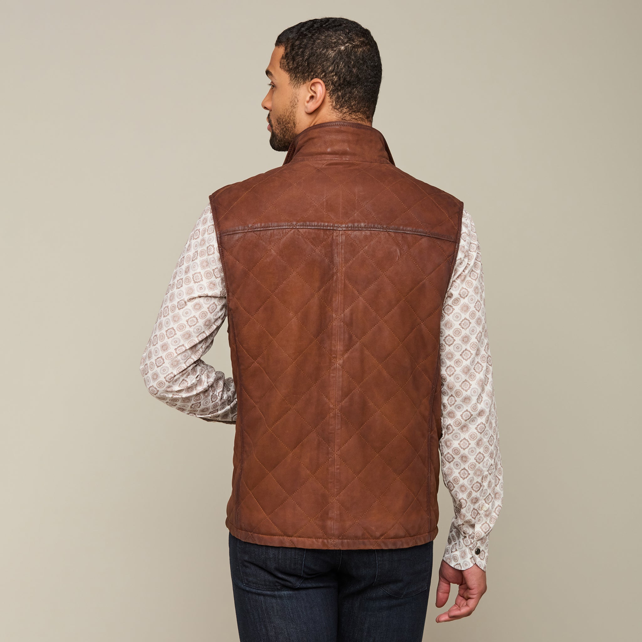 Waxed Suede Vest :: Bourbon