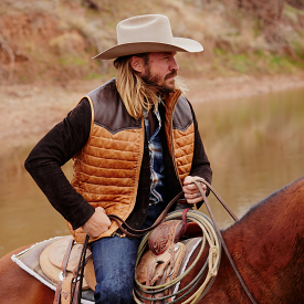 Western Yoke Leather Vest :: Mocha