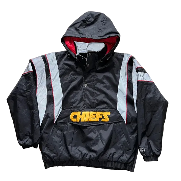 WESTSIDE STOREY VINTAGE | VINTAGE Y2K STARTER THURSDAY NIGHT FOOTBALL SPECIAL EDITION KC CHIEFS PUFFER JACKET - BLACK