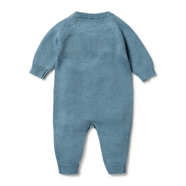 Wilson & Frenchy Knitted Button Growsuit - Bluestone