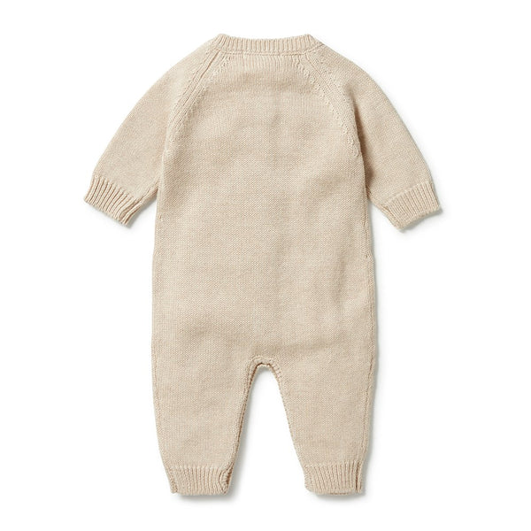 Wilson & Frenchy Knitted Button Growsuit - Oatmeal Melange