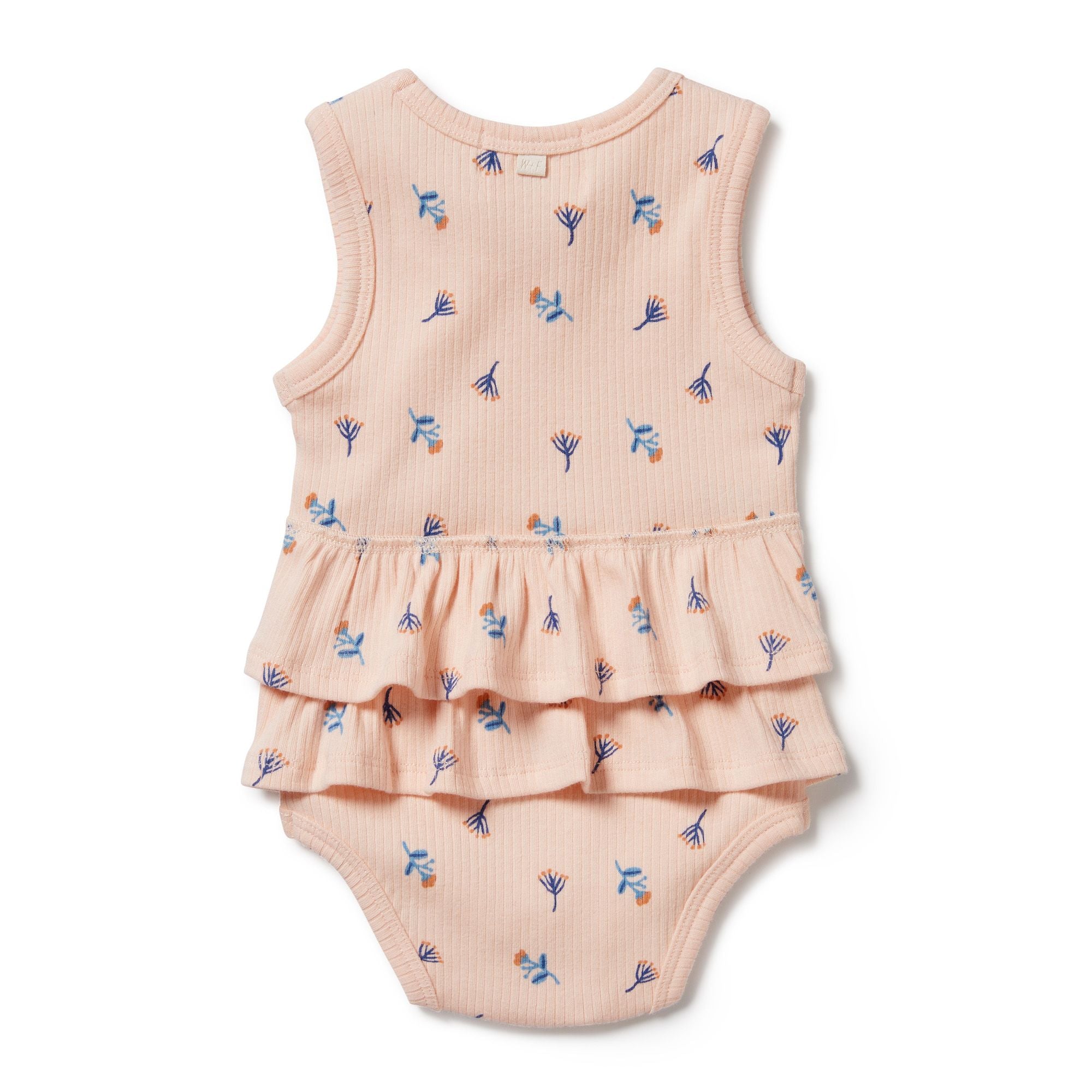 Wilson & Frenchy Little Flower Organic Rib Ruffle Bodysuit