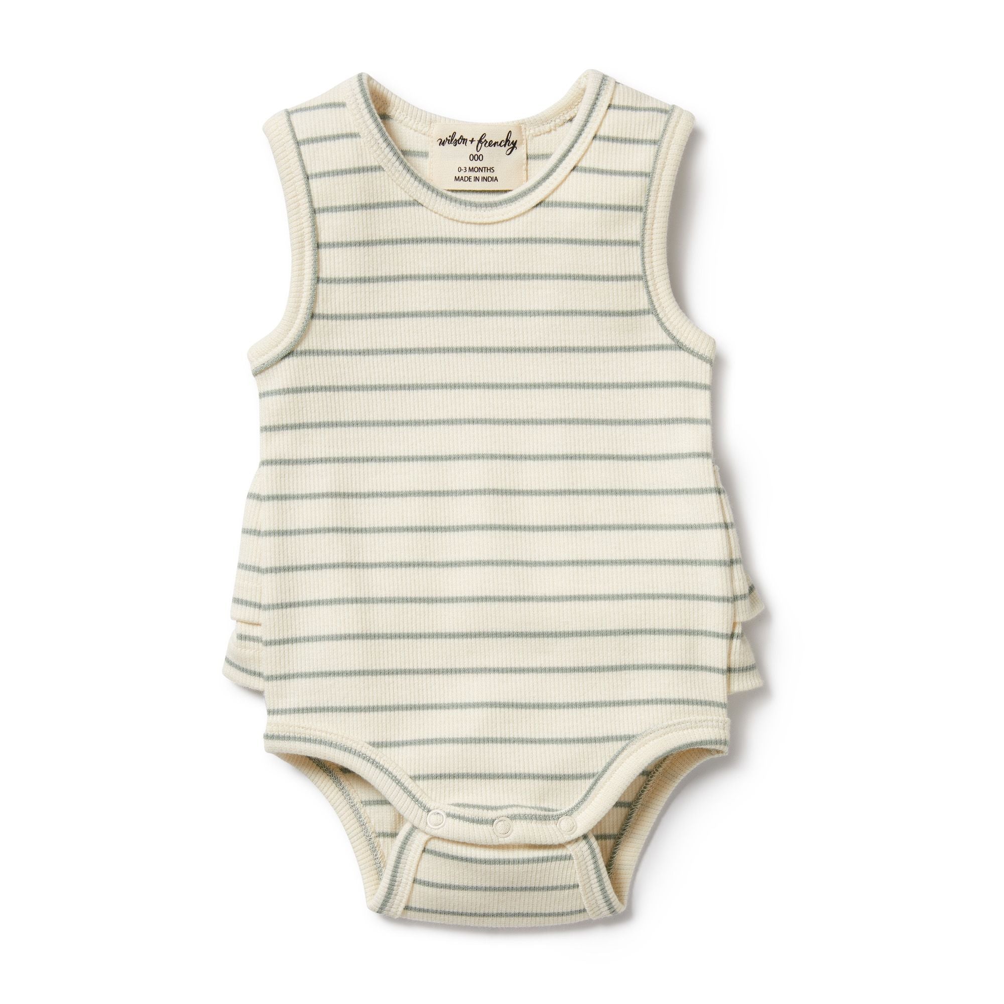 Wilson & Frenchy Petite Sage Organic Ruffle Bodysuit