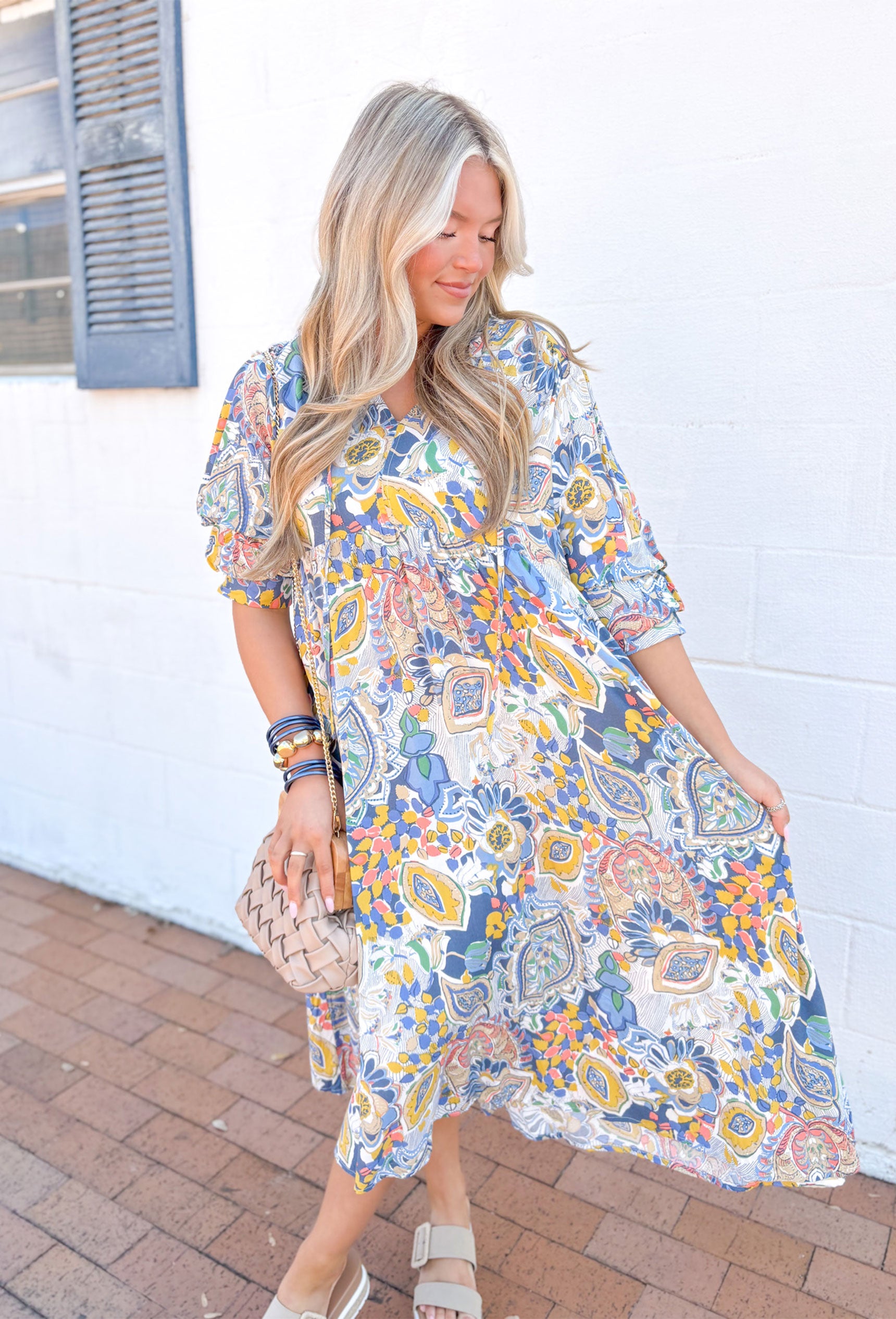 With You Always Midi Dress in Blue