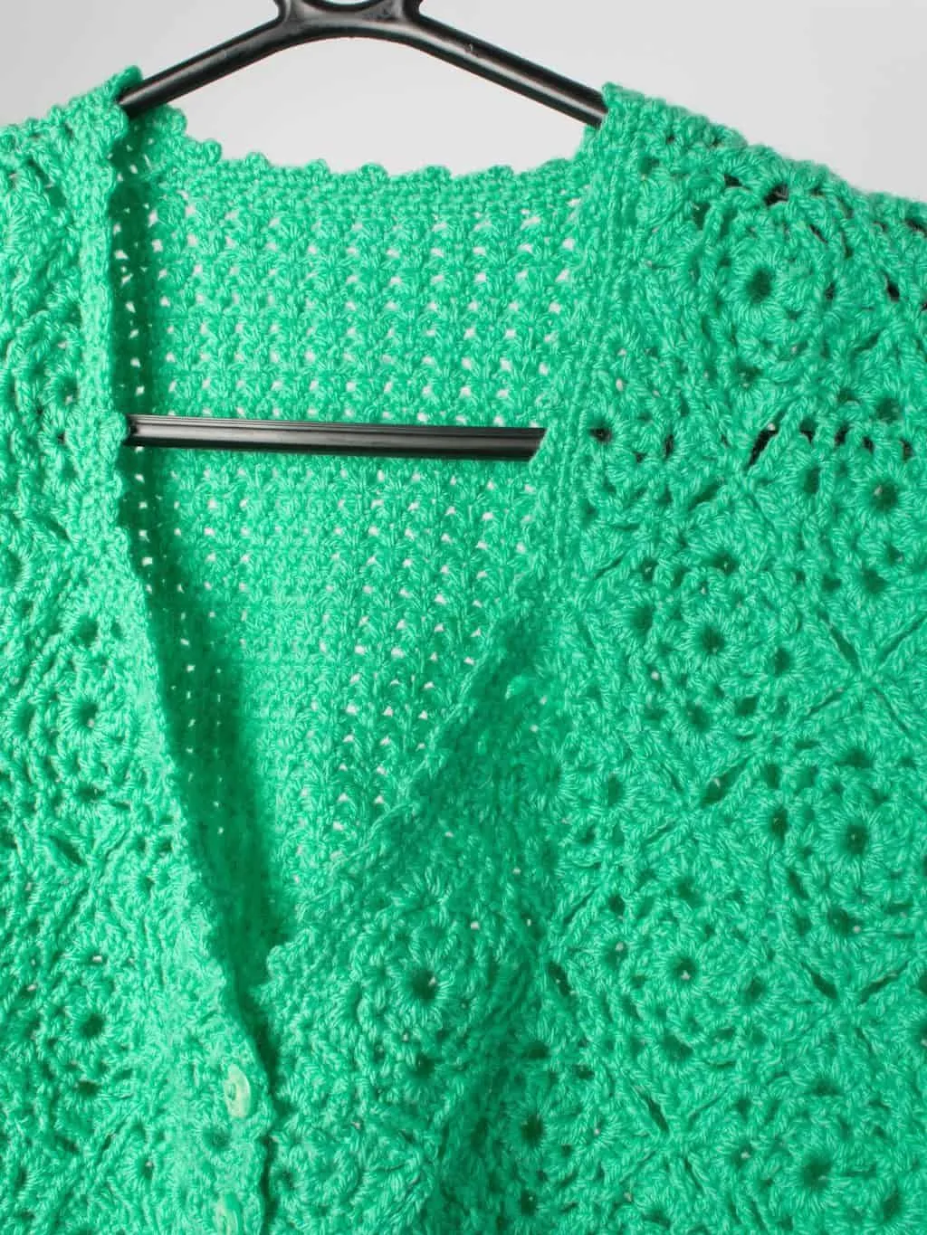 Womens vintage crocheted vest in apple green – Medium / Large