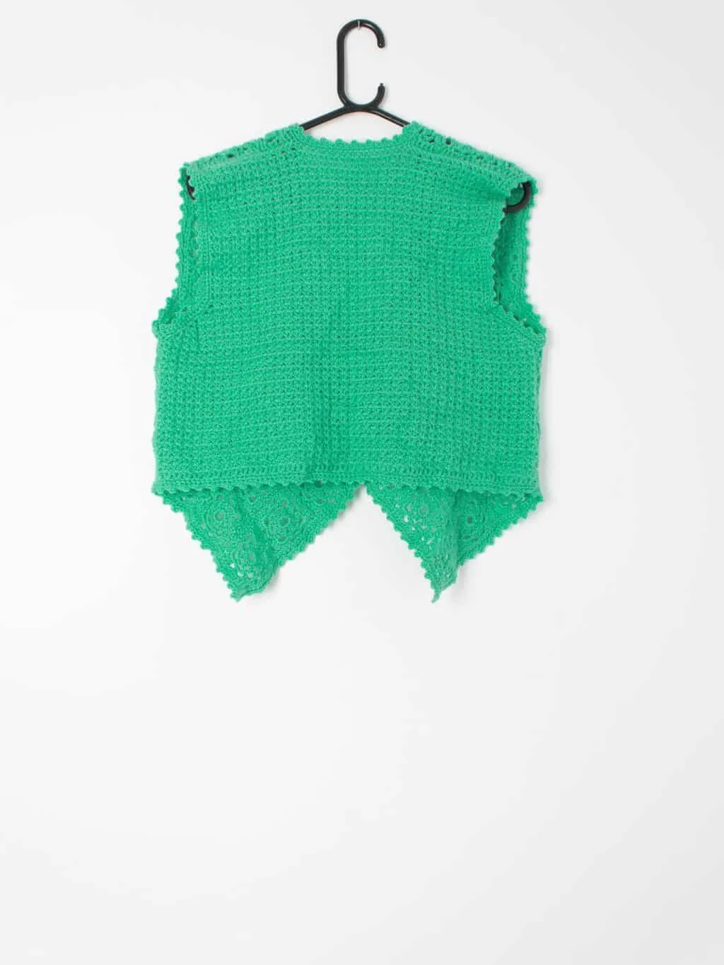 Womens vintage crocheted vest in apple green – Medium / Large