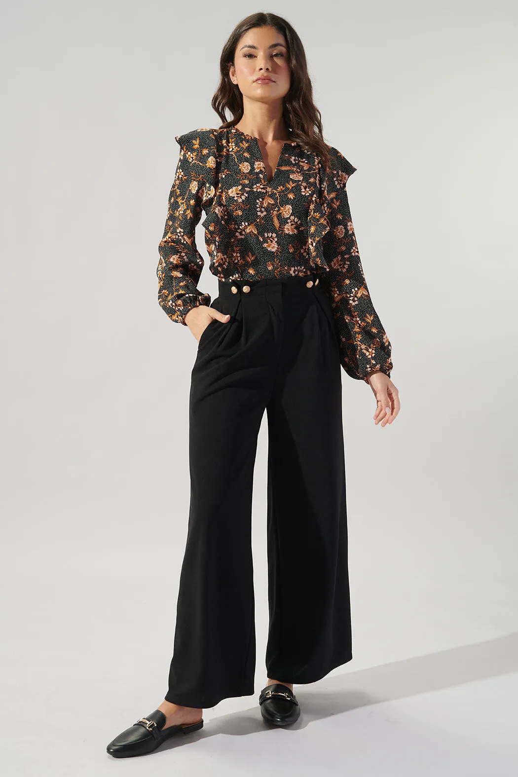 Zana Floral Dot Wilhem Ruffle Blouse