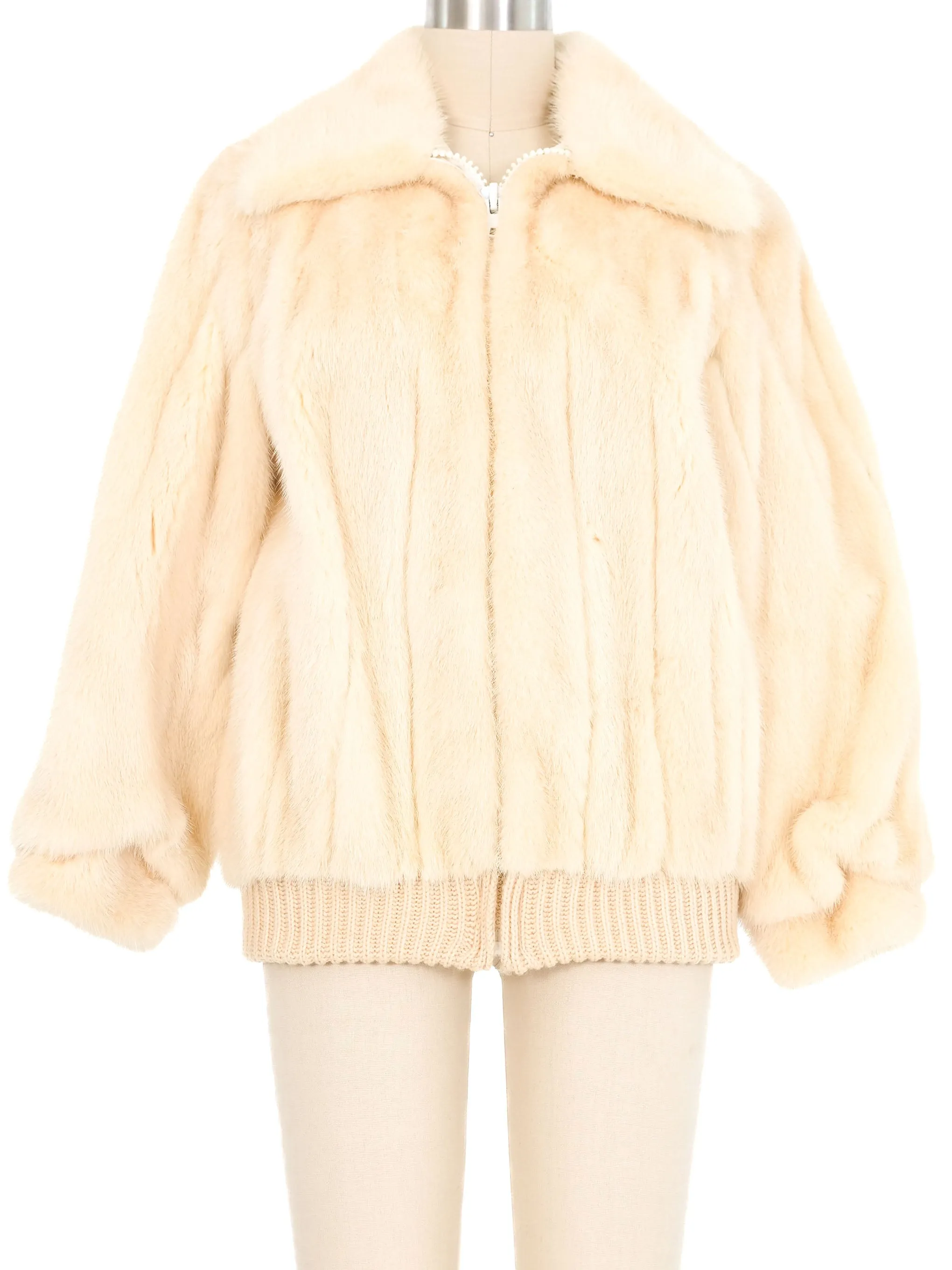 Zip Front Mink Bomber Jacket