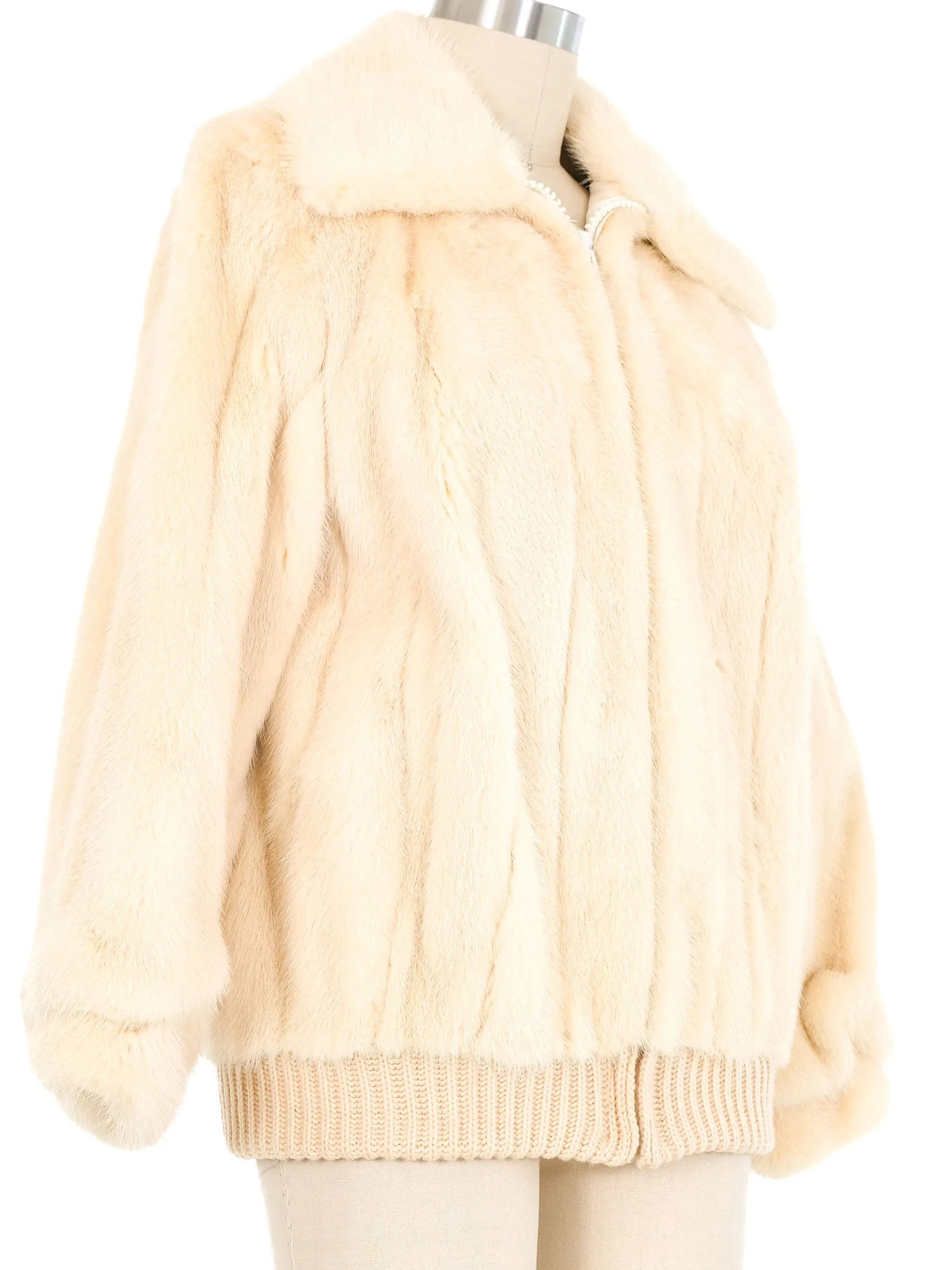 Zip Front Mink Bomber Jacket